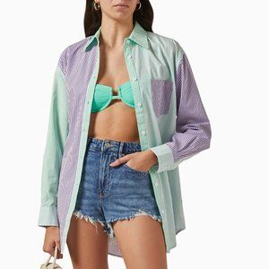 Solid & Striped The Oxford Striped Button Down Swim Coverup